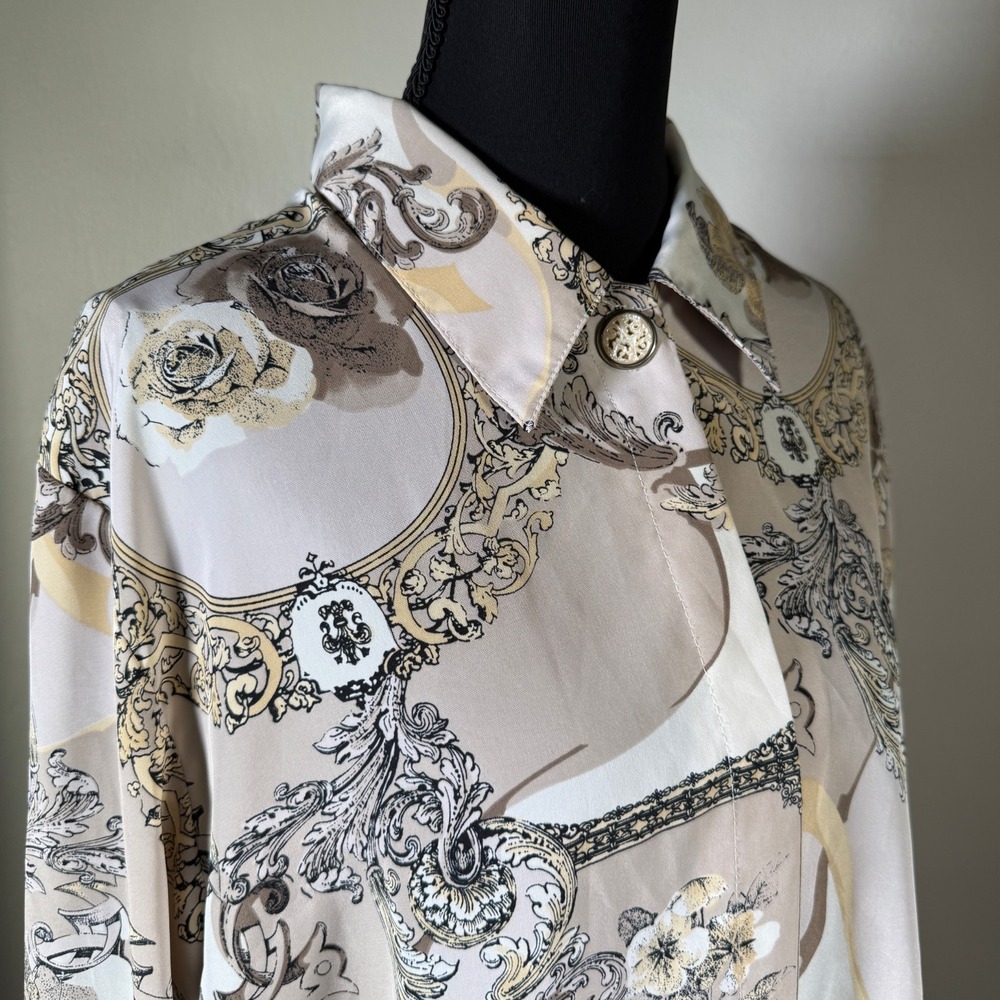 Vintage Cricket Lane Blouse Womens 18 Floral Long Sleeve Collared MADE IN‎ USA